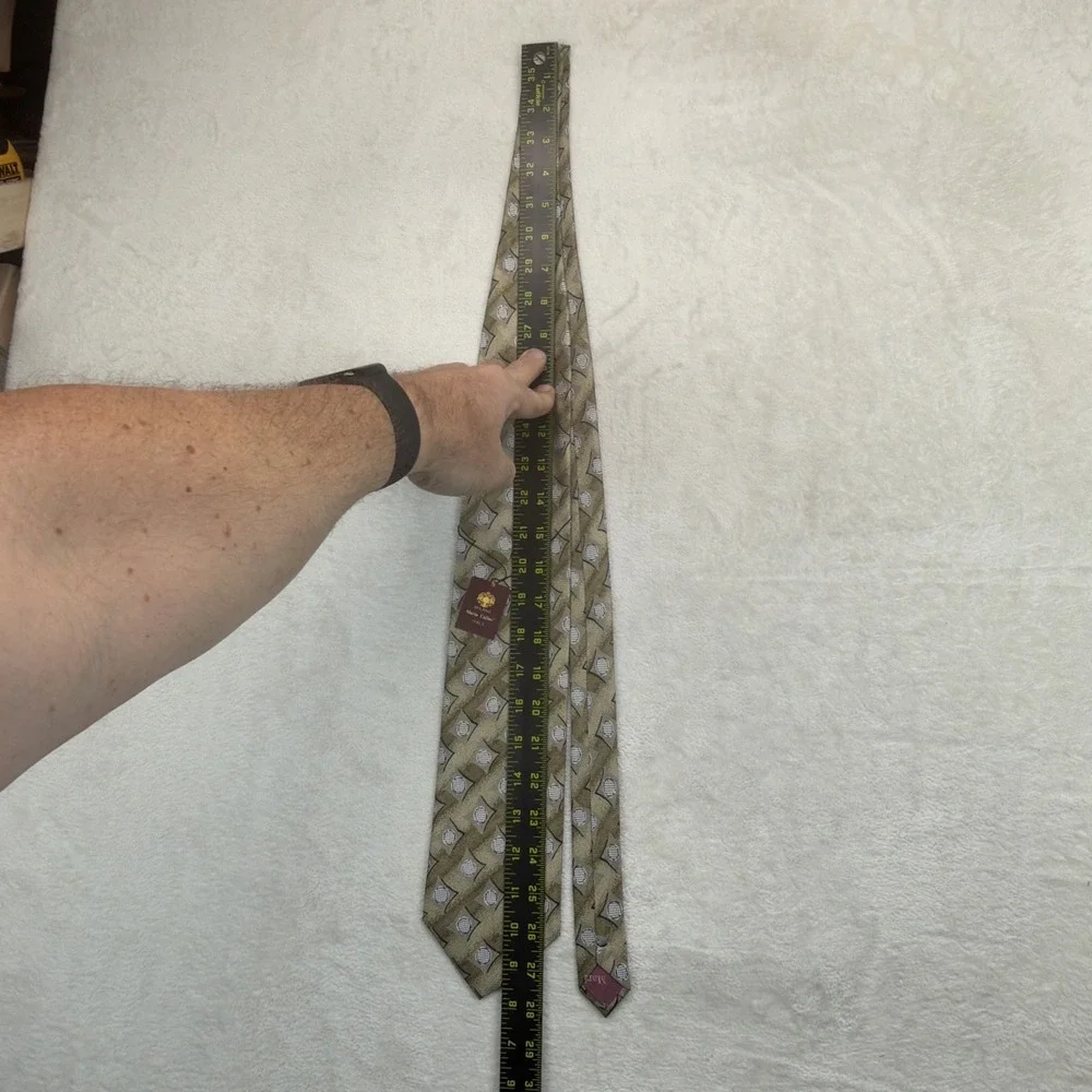 Maria Callas Silk Necktie Lot of 2 NWT Brown Gold Geometric Made in Italy